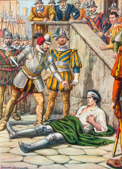 Morte di Francesco Ferrucci dopo la battaglia di Gavinana, 3 agosto 1530 da Tancredi Scarpelli