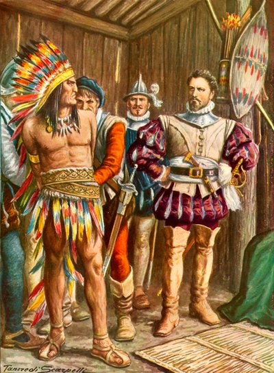 Ferdinando Cortes imprigiona Montezuma da Tancredi Scarpelli