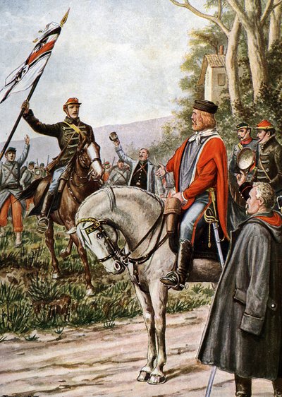 Guerra franco-prussiana del 1870: Il patriota italiano Giuseppe Garibaldi durante le battaglie di Digione da Tancredi Scarpelli