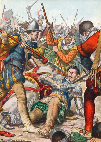 Gaston de Foix morente nella battaglia di Ravenna nel 1512 da Tancredi Scarpelli