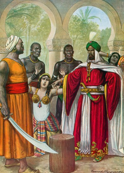 Ibn-Timnah minaccia di tagliare le vene delle braccia di sua moglie Meimuna da Tancredi Scarpelli