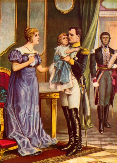 Napoleone che saluta la sua famiglia mentre parte per l