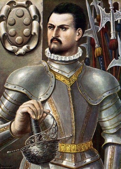 Ritratto di Giovanni dalle Bande Nere (1498-1526) condottiero italiano, illustrazione di Tancredi Scarpelli da 