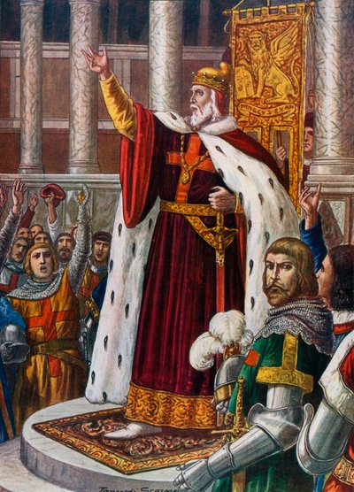 Il Doge di Venezia a San Marco invita il popolo e i soldati a unirsi alla Crociata, c. 1095 da Tancredi Scarpelli
