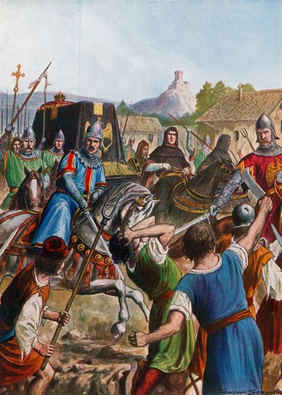 La bara di Ottone II, Sacro Romano Imperatore, che passa tra folle di italiani in rivolta da Tancredi Scarpelli