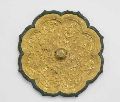 Specchio (bronzo e oro) da Tang Dynasty Chinese School