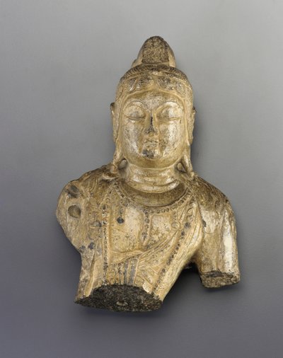 Piccolo busto di figura buddista da Tang Dynasty Chinese School