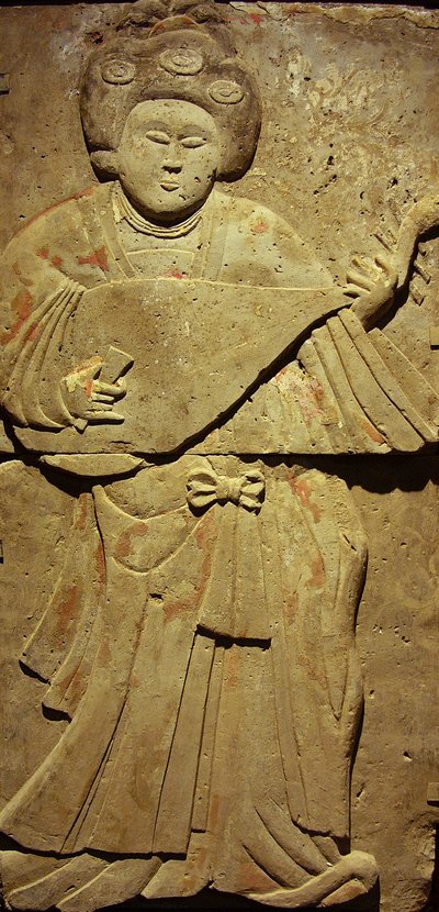 Stele raffigurante un musicista (terracotta) da Tang Dynasty Chinese School