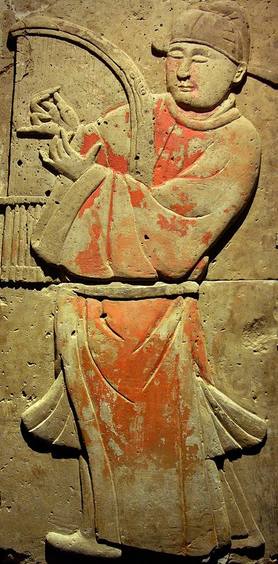 Stele raffigurante un musicista (terracotta) da Tang Dynasty Chinese School