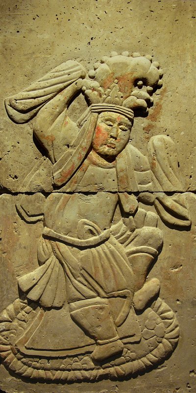 Stele in terracotta con danzatrice, Dinastia Tang (618-907), scoperta nella Provincia di Shaanxi, Museo della Foresta di Stele a Xian da Tang Dynasty Chinese School