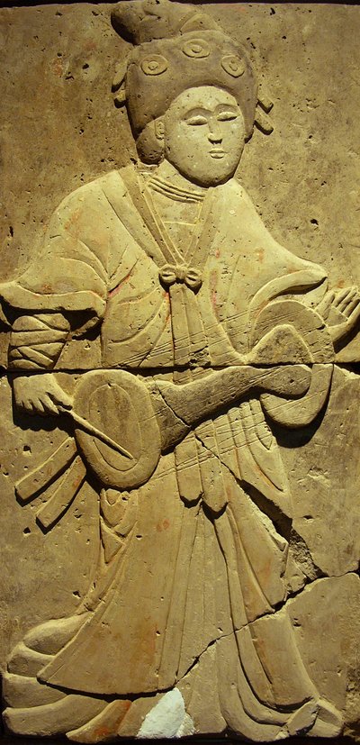 Stele in terracotta con musicista, Dinastia Tang da Tang Dynasty Chinese School