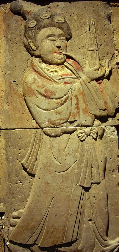 Stele in terracotta con musicista, Dinastia Tang da Tang Dynasty Chinese School