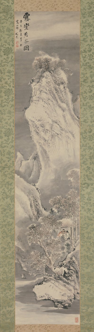 Preparazione del tè in una capanna coperta di neve, 1791 da Tani Buncho
