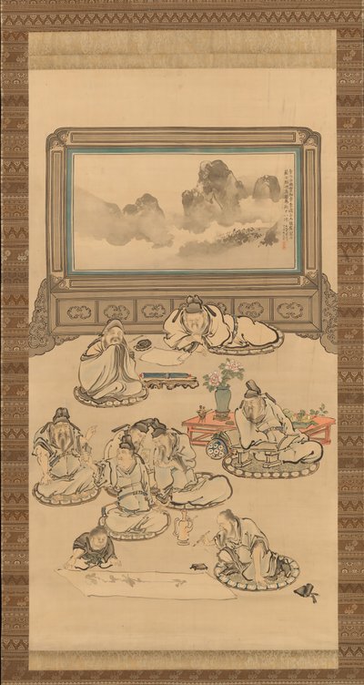Gli otto immortali della coppa di vino, 1828 da Tani Buncho