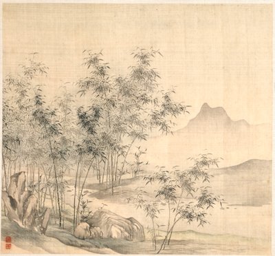 Una gru solitaria nel boschetto di bambù da Tao Hong