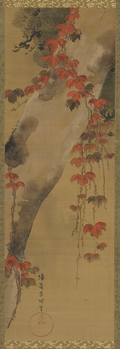 Pino e vite autunnale, periodo Edo da Tawaraya Sōri