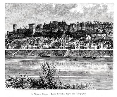 Chinon e il fiume Vienne, Francia, XIX secolo da Taylor