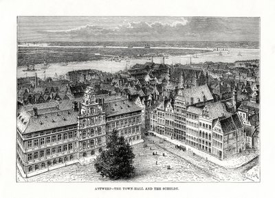 Municipio e fiume Schelda, Anversa, Belgio, 1879 da Taylor