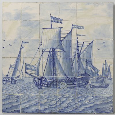 Pannello di piastrelle con una vista sul mare da Tegelbakkerij aan de Delftschevaart
