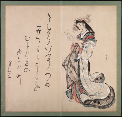 Cortigiana che legge una lettera da Teisai Hokuba