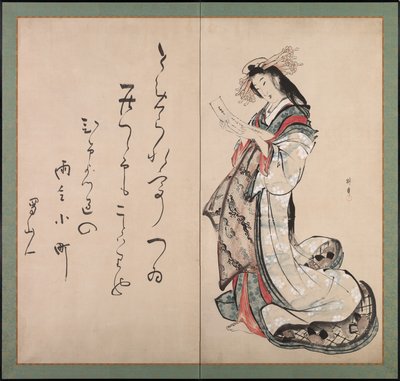 Cortigiana che legge una lettera, primi anni 1800 da Teisai Hokuba