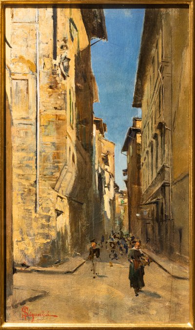Vista Parziale di una Strada nel Centro Storico di Firenze, c.1880 da Telemaco Signorini