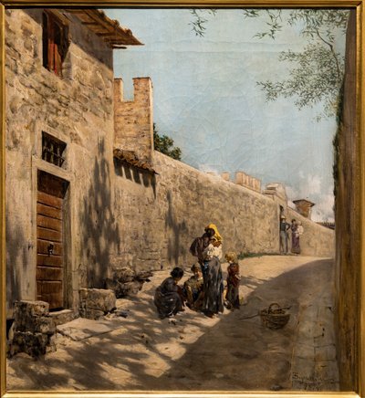 Piccola strada toscana con figure da Telemaco Signorini