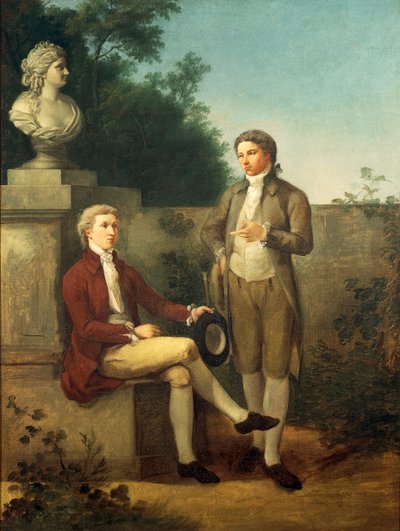 Ritratto di due giovani uomini in giardino da Teodoro Matteini
