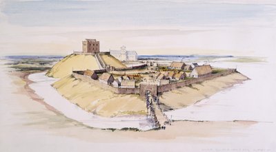 Castello di York come poteva apparire subito dopo la costruzione, con la cattedrale sullo sfondo, 1985 da Terry Ball