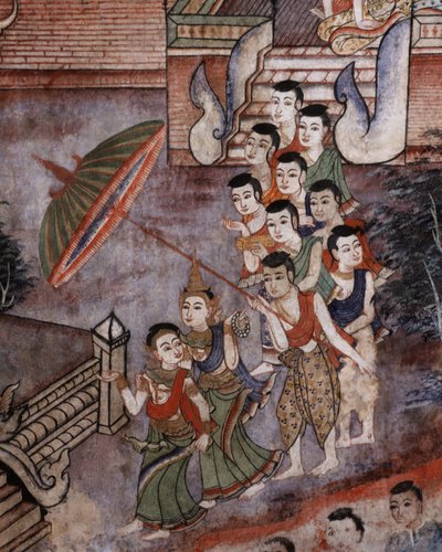Dettaglio di un murale a Wat Phra Singh da Thai School