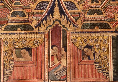 Dettaglio di un murale a Wat Phra Singh da Thai School