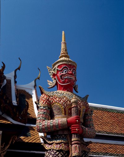 Dettaglio di un diavolo che tiene la porta da Thai School