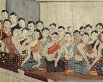 Gruppo di donne con abiti e capelli corti tipici del 4° Regno da Thai School