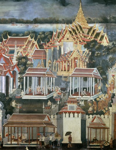 Offerte fatte ai monaci nel Tempio del Buddha di Smeraldo, 1864 da Thai School