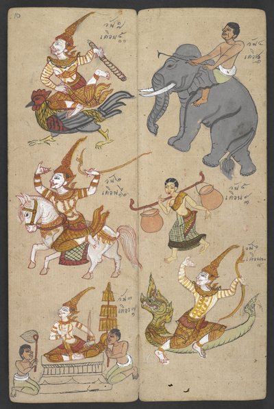 Or 16455 f.10r, Animali dello Zodiaco, da Phrommachat da Thai School