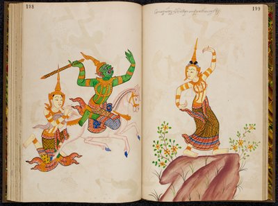 Scena dalla versione tailandese del Vidhura-pandita Jataka da Thai School