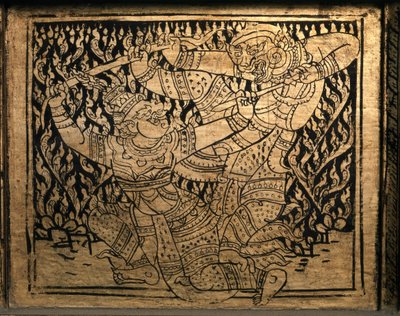 ARTE THAI: Un episodio del "Ramayana". Gabinetto dei libri, stile Bangkok. da Thai School
