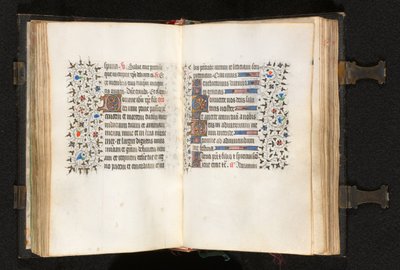 Libro delle Ore Uso di Parigi: Fol. 106r, Iniziali multiple con bordo decorato da The Bedford Master