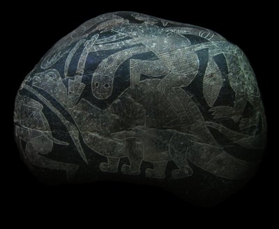 La pietra di Ica. Un uomo che uccide un dinosauro da The Ica stones.