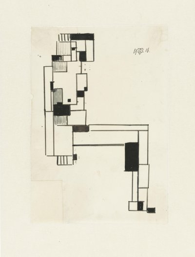 Nudo femminile seduto, mano sulla testa da Theo van Doesburg (signed by artist)