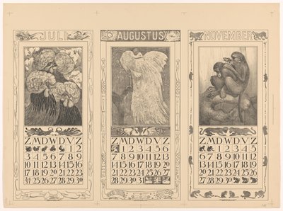 Calendari per luglio, agosto e novembre 1910 da Theo van Hoytema