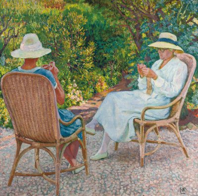 Maria ed Elisabeth van Rysselberghe che Lavorano a Maglia nel Giardino, c.1912 da Théo van Rysselberghe