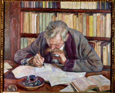 Ritratto del poeta belga Emile Verhaeren (1885-1916) nel suo ufficio da Théo van Rysselberghe