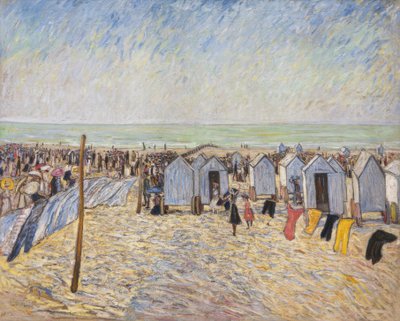 Immagine della spiaggia con carrozze da bagno (Knocke) da Theo von Brockhusen