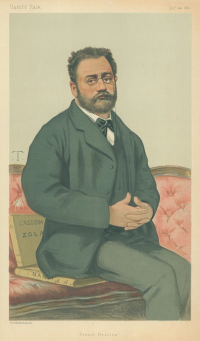 M Emile Zola, realismo francese, 24 gennaio 1880, caricatura di Vanity Fair da Theobald Chartran