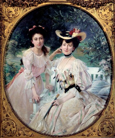 Ritratto di Madame Collas e sua figlia. Dipinto di Theobald Chartran da Theobald Chartran