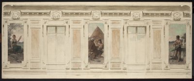 Bozzetto per la sala matrimoni al Municipio di Courbevoie: Fileuse. Il matrimonio. Berger, 1884 da Theobald Chartran