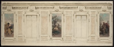 Bozzetto per la sala matrimoni del municipio di Courbevoie: calzolaio, maternità, educazione da Theobald Chartran