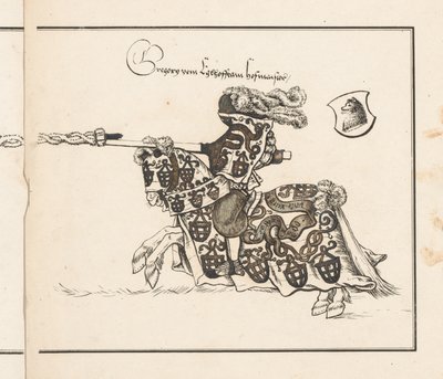 Libro sui tornei: Cavaliere rivolto a sinistra da Theobald Senefelder
