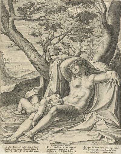 Venere dormiente e Cupido da Theodoor Galle
